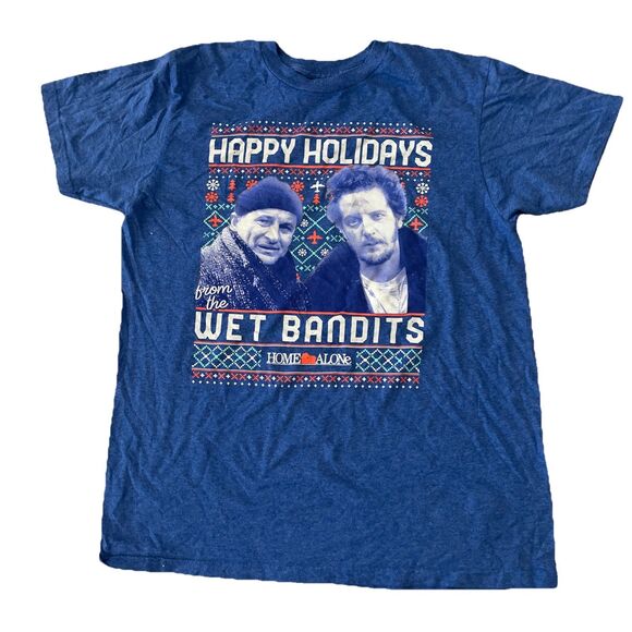 Home Alone Other - Home Alone “Happy Holidays Wet Bandits” Christmas Blue T Shirt Size Large